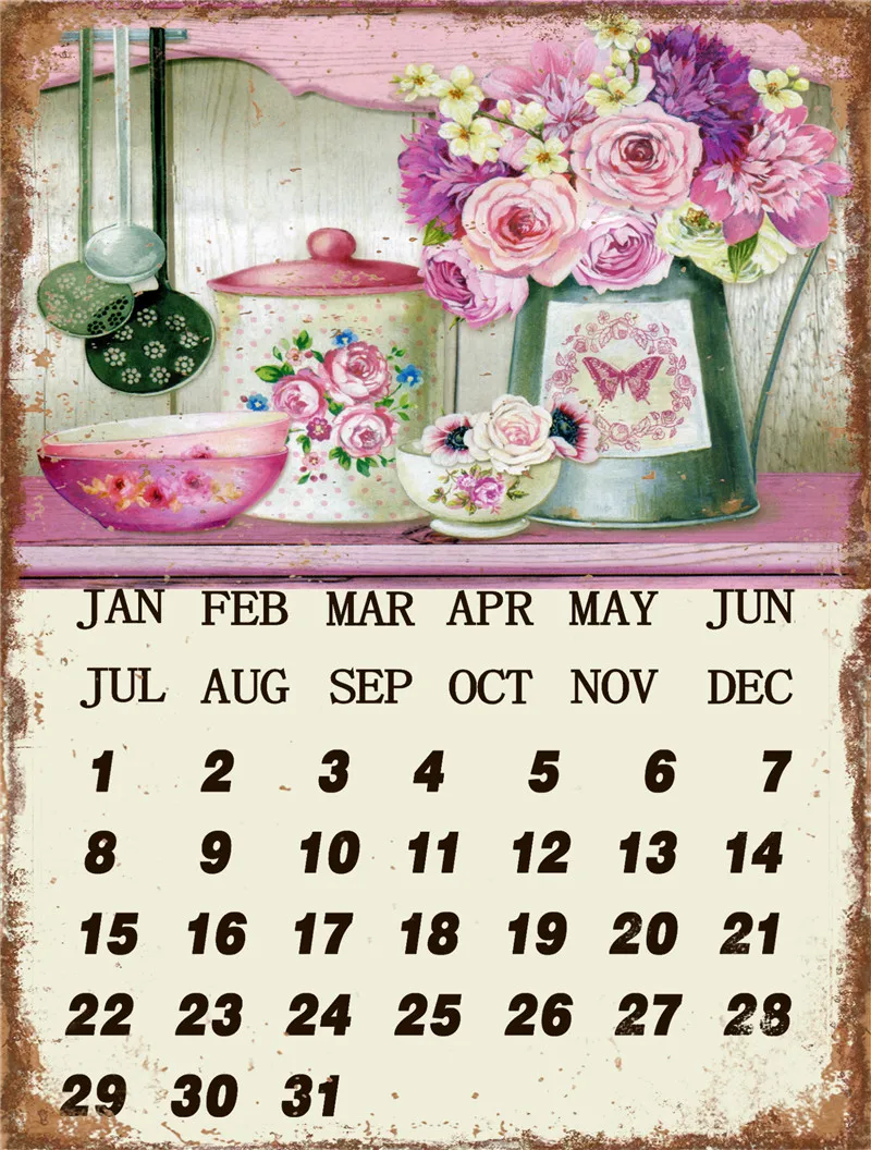 

Metal Plates Room Decor Tin Sign Bedroom Wall Decoration Garden Decoration Outdoor Calendar Vintage Decor for Kitchen Home Bar