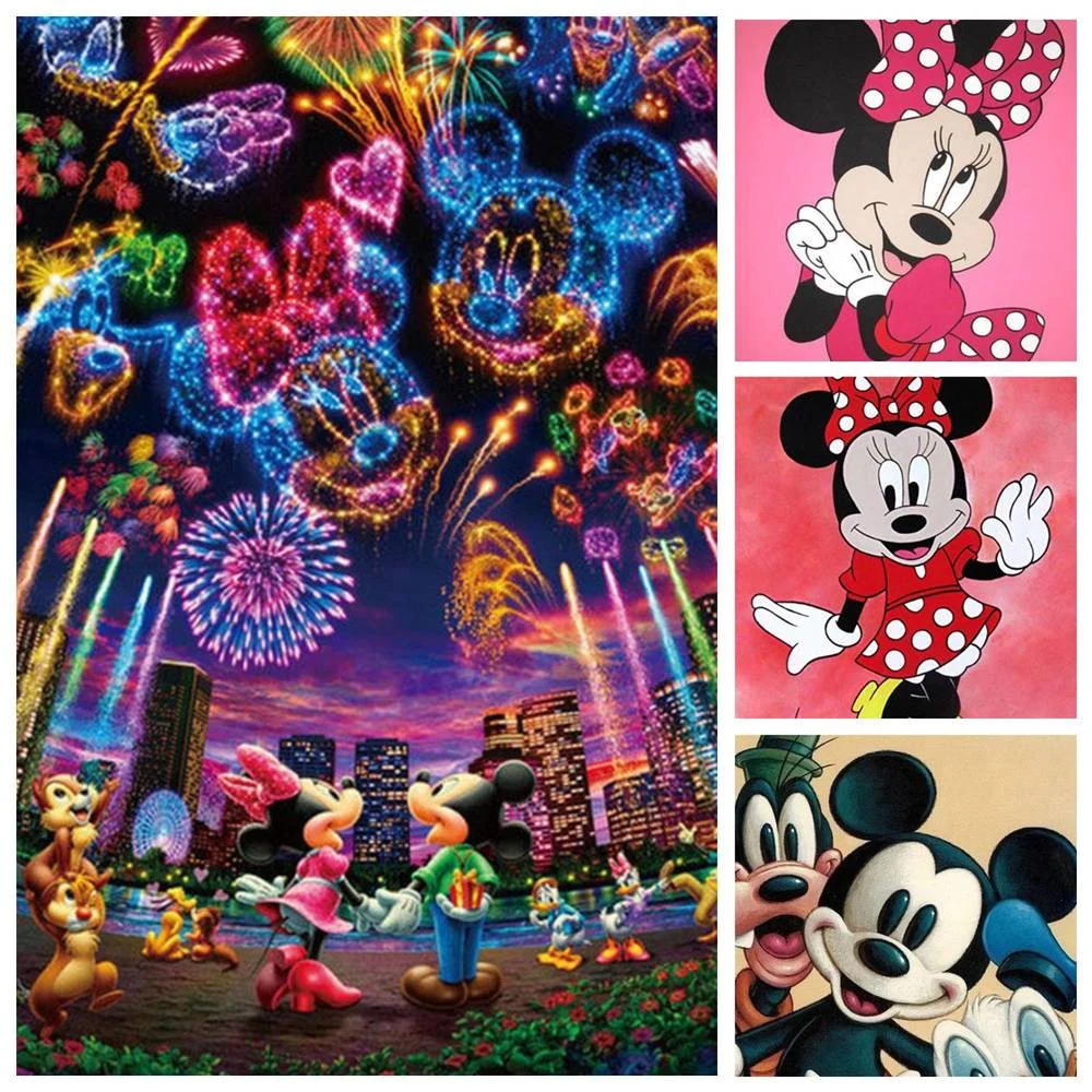 

Disney 5D DIY Diamond Painting Cross Stitch Set Mickey Mouse Mickey Minnie Hand Gift Children's Home Living Room Wall Decoration