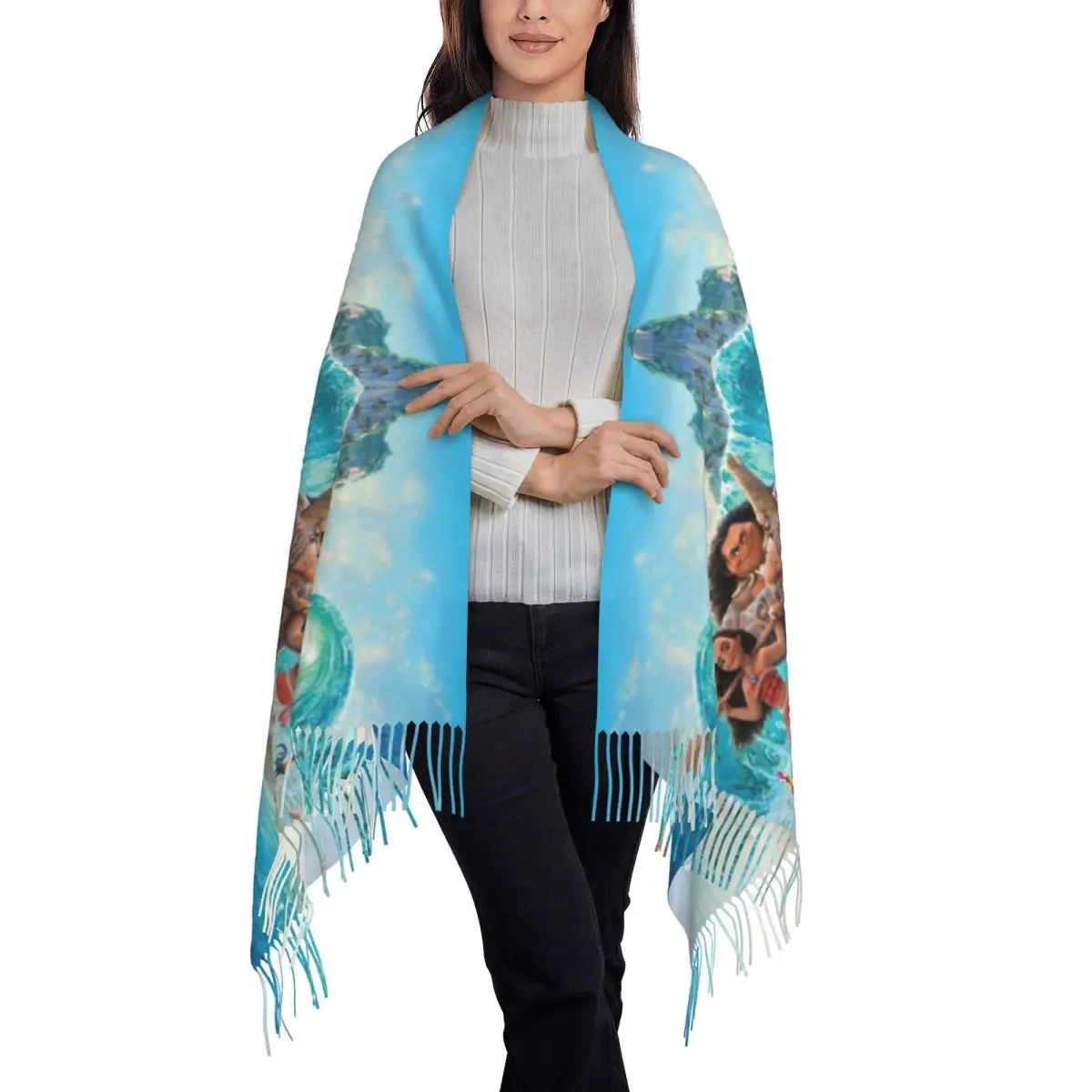 Изготовленный на заказ шарф Moana-Ocean Floor без рамы женские длинные зимние теплые