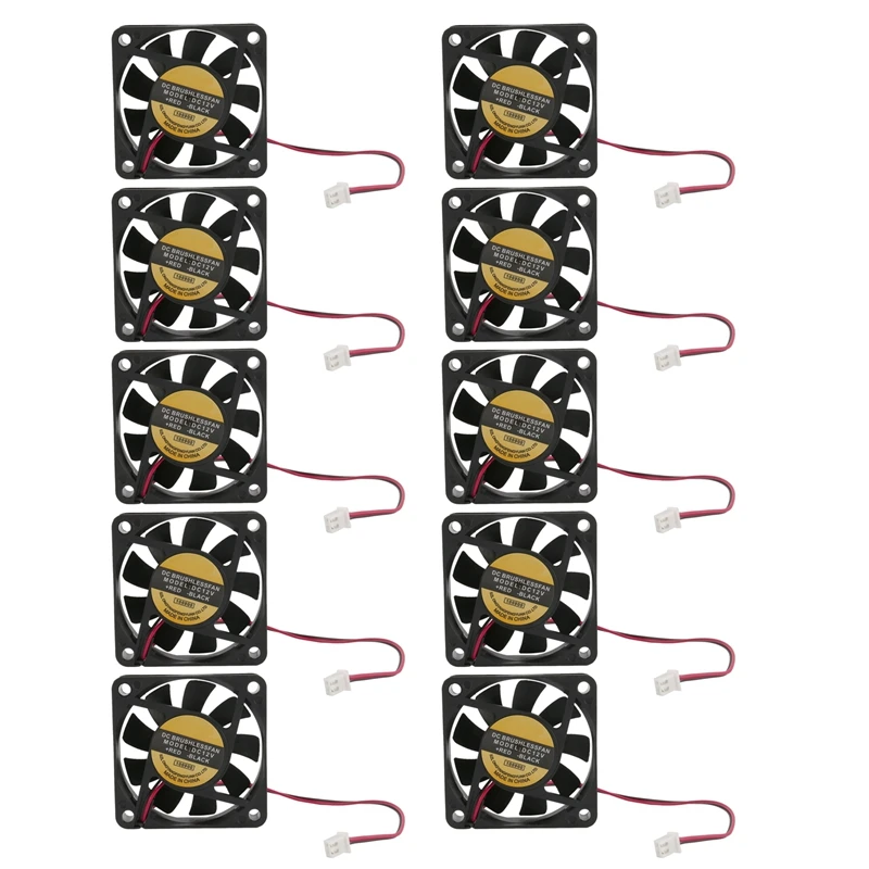 

10X DC 12V 2Pins Cooling Fan 60Mm X 15Mm For PC Computer Case CPU Cooler