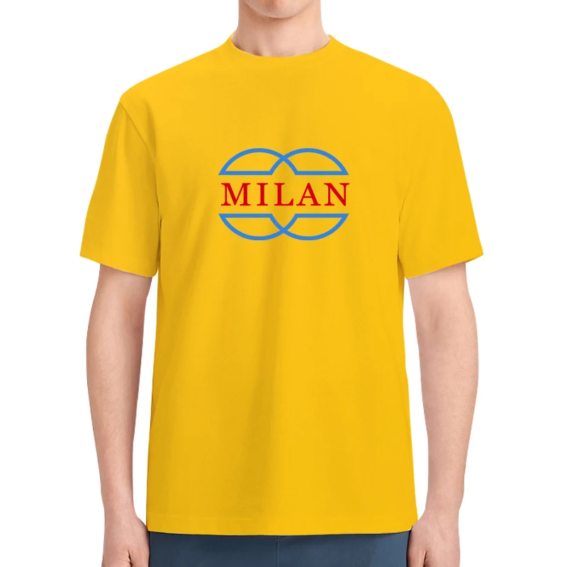 Футболка мужская с круглым вырезом из дышащего хлопка принтом Милана