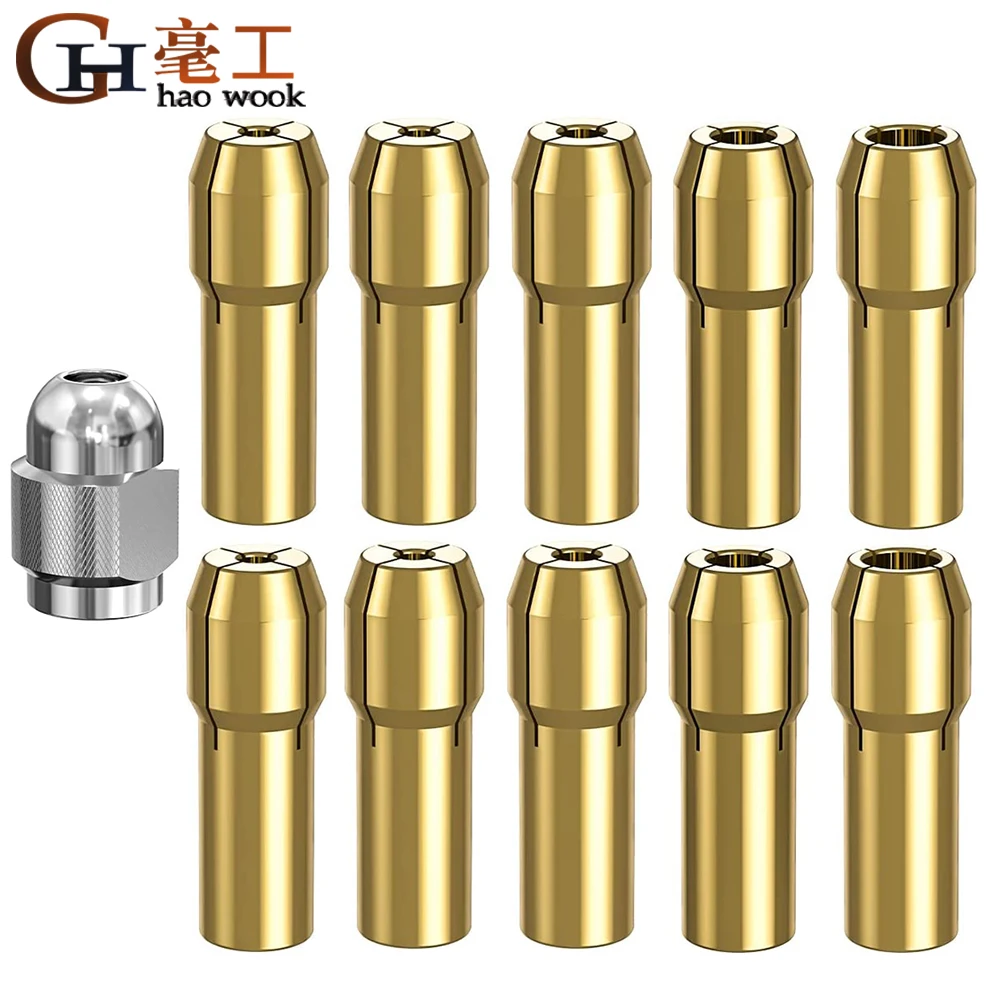 

11Pcs Mini Drill Chucks Adapter 0.5mm-3.2mm Dremel Mini Drill Chucks Chuck Adapter Micro Collet Brass For Power Rotary Tool