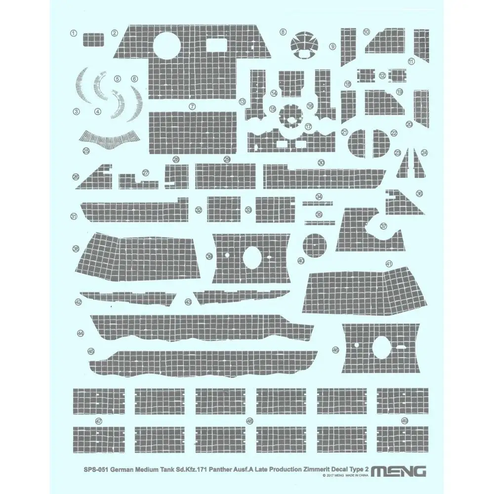 

Meng Model SPS-051 1/35 Panther Ausf.A Late Production Zimmerit Decal Type.2 Model kit