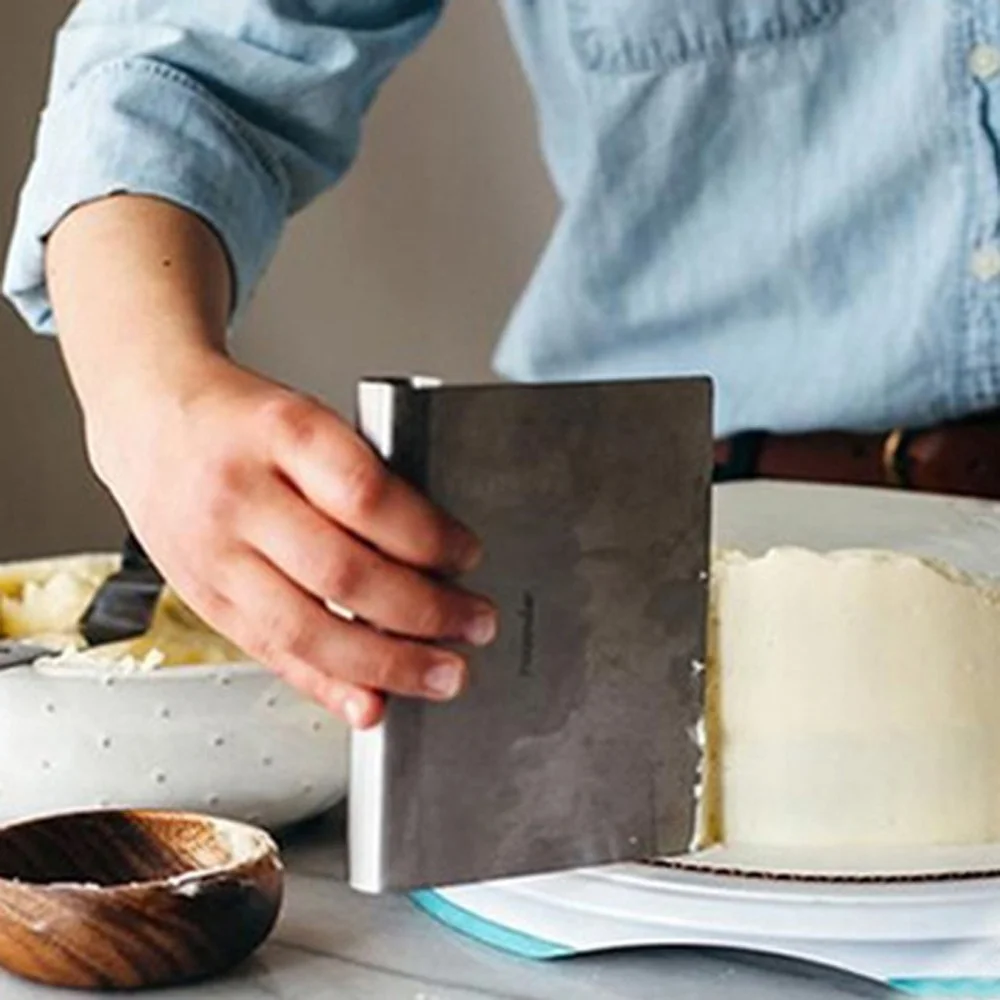 

Stainless Steel Cake Smooth Tool Pizza Dough Scraper Cutter Baking Pastry with Scale Spatulas Fondant Cake Baking Accessories