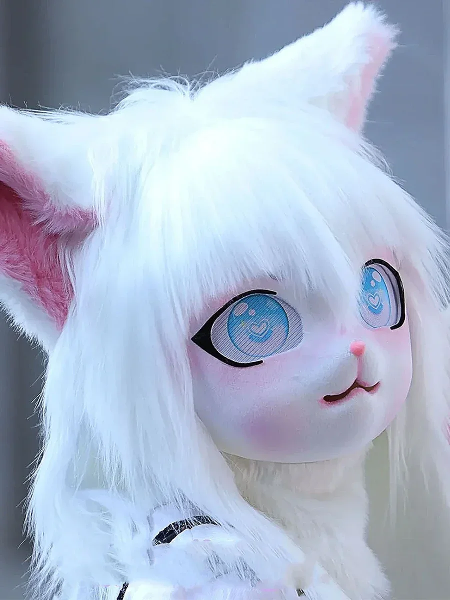 Пушистая маска на голову для косплея аниме с длинными волосами