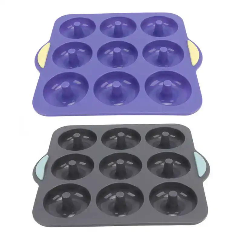 

Силиконовая форма в виде пончика, 9 ячеек, предотвращает прилипание, безопасный термостойкий набор пончиков для тортов, печенья, мешков, маф...