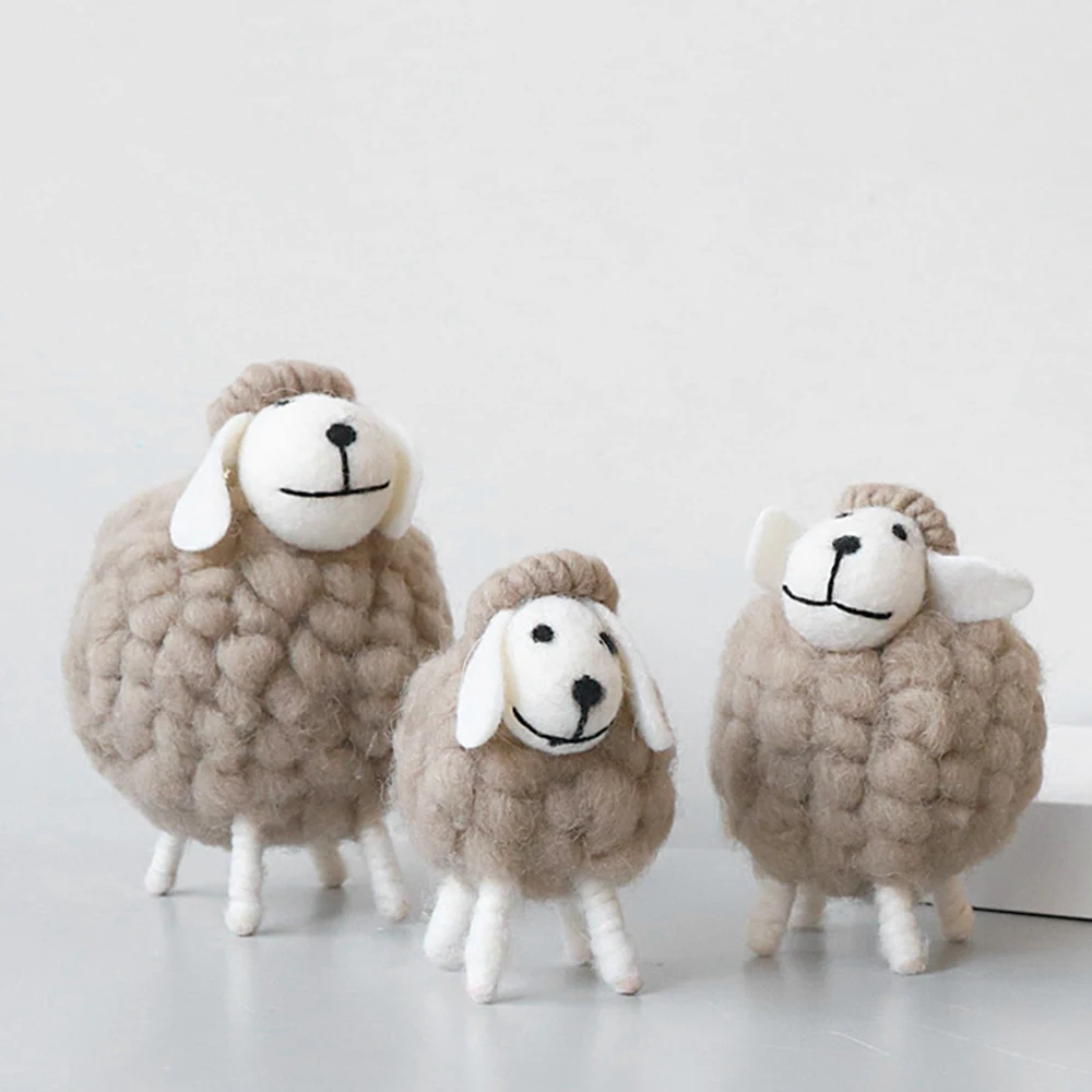 

Cute Toys Lamb Miniatures Birthday Wool Felt Sheep Kid Gift Desktop Decor Mini Table Ornament Figurines Home Furnishings