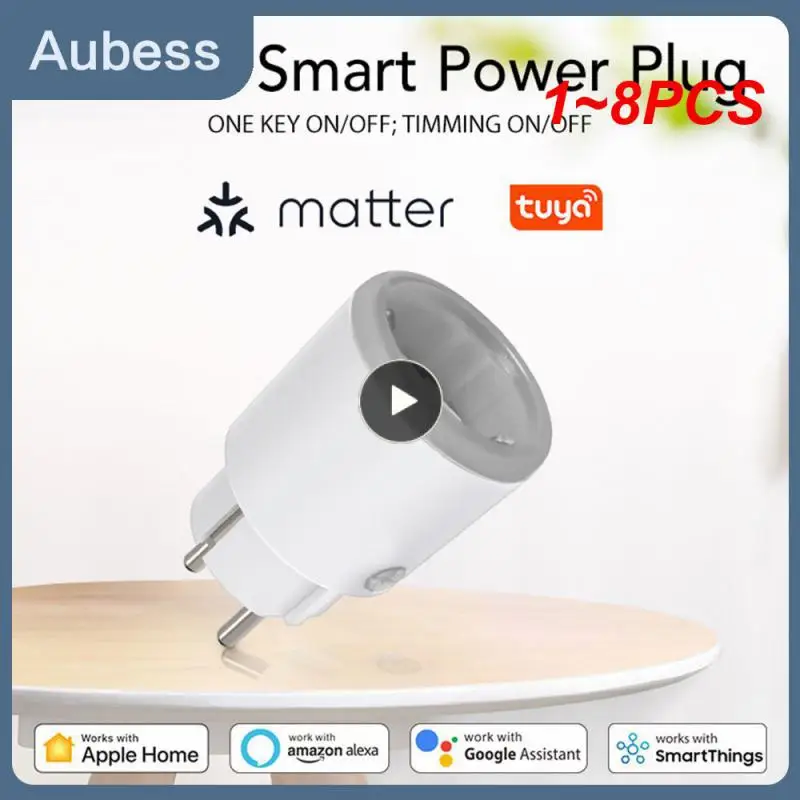 

1~8PCS Tuya Smart Zigbee Plug Socket 3680W 16A Power Energy Monitoring Timer Switch EU Outlet Work With Tuya Hub Zigbee2mqtt