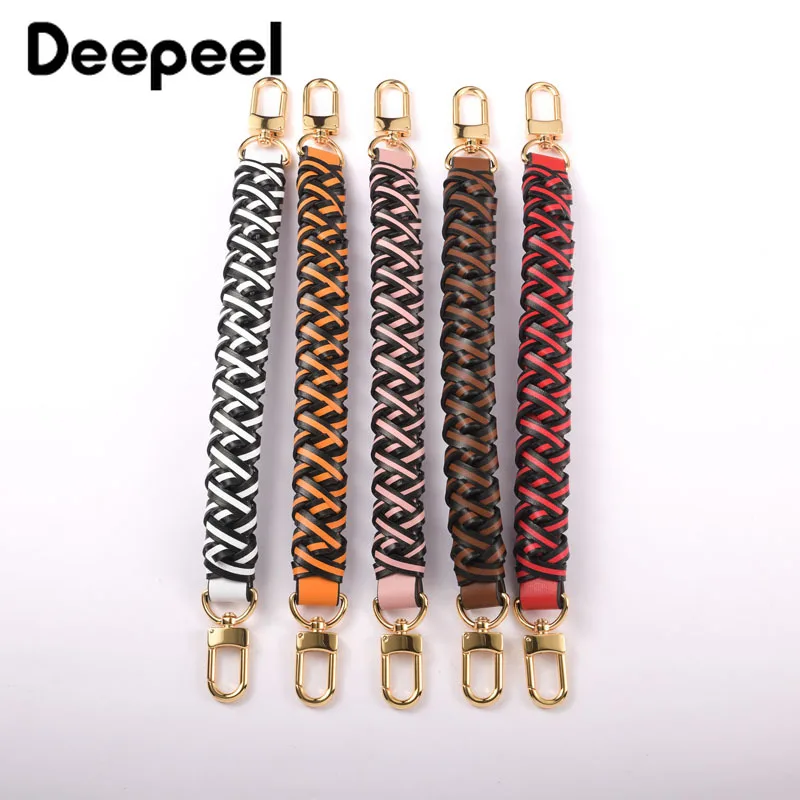 Deepeel 2.5*31cm Leather Bag Strap Color Handmade Braided Handbag Woven Straps Single Shoulder Underarm Bucket Bags Accessories