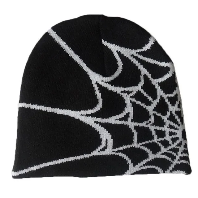 Cap Knitted Pullover Wool Hat Caps Spider Web Printed Warm Hat Hip-hop Fashion Street Punk Winter Knitted Cap Y2K Gothic Unisex 1