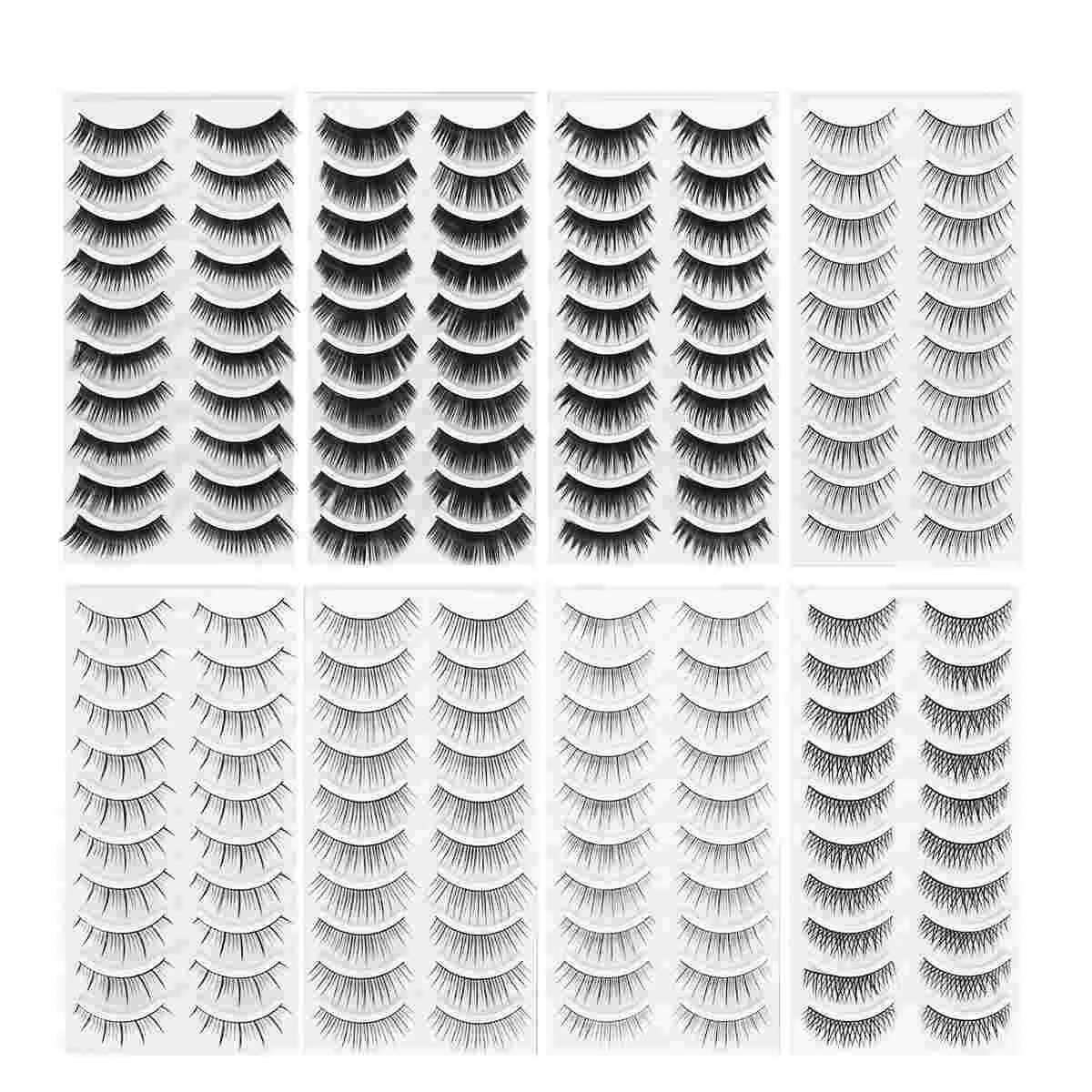 

80 Pairs Natural Eyelashes Cluster Eyelashes 8- Style Thick Fluffy Long False Eye Lashes Artificial Eyelashes for Lady Teenager