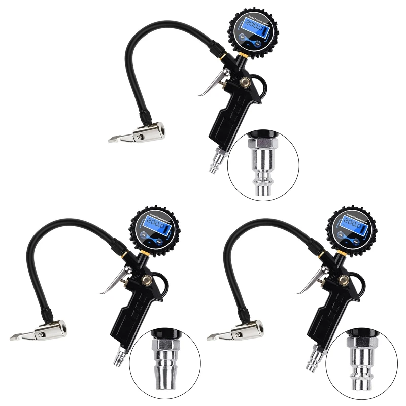 

E9LF 3-200 PSI Professional Reader Tire Air Pressure Gauge for Car Bicycle