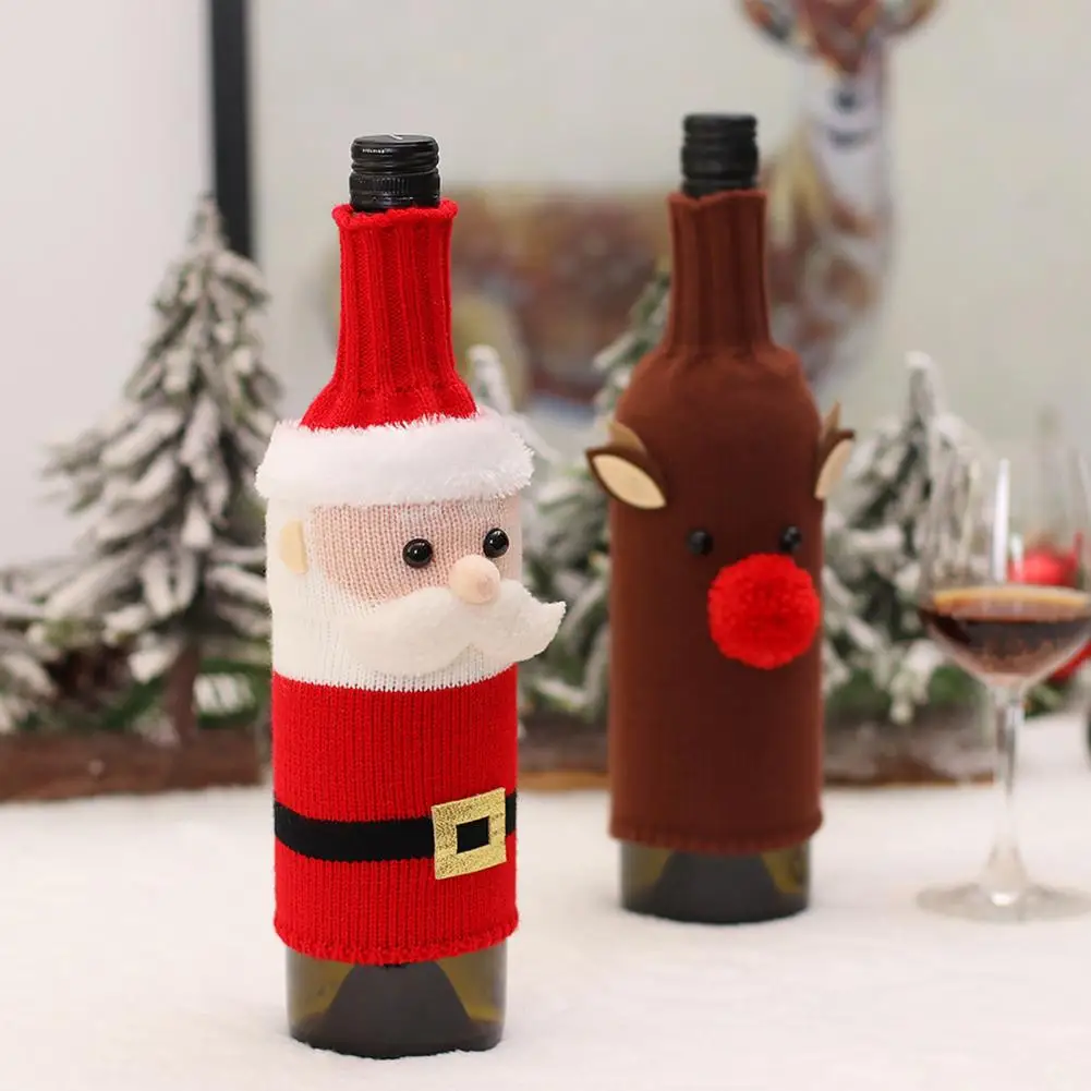 

Tear-resistant Cute Anti-fade Wine Bottle Cover Santa Claus Snowman Reindeer Festival Supplies