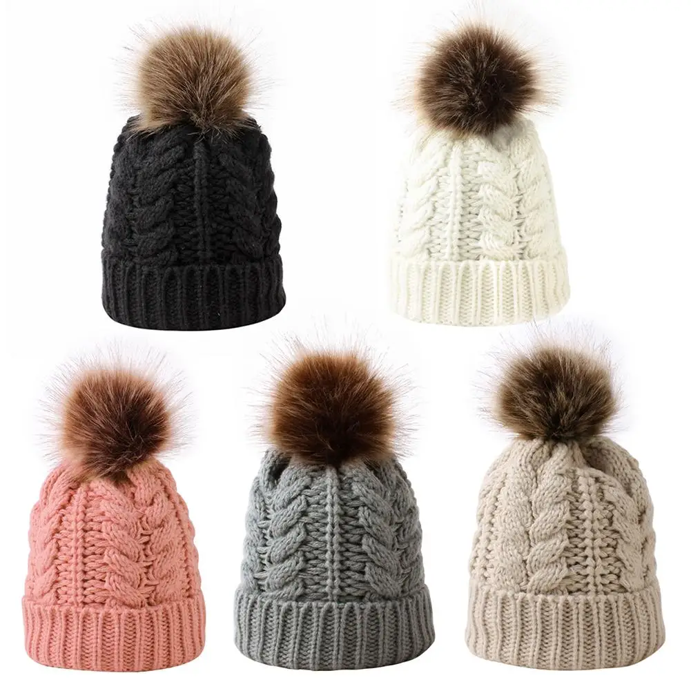 

Детская шапка, теплая зимняя шапка с помпоном, вязаная шапка, Детская вязаная шапочка, шапка из акриловых волокон, гибкая ткань, безопасная и...