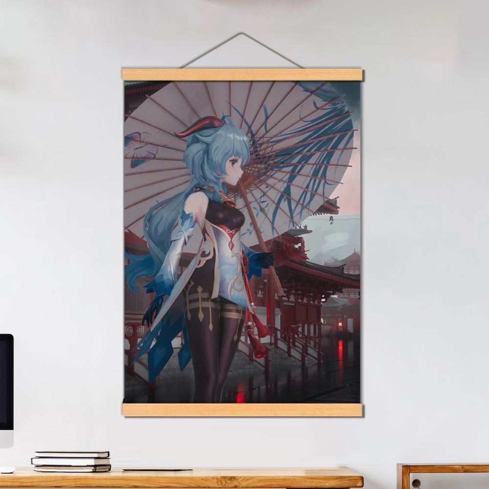 Ganyu Genshin Impact Anime Girls Video Game Canvas Painting Poster Wall Hanging Scroll Tapestry Gamer Gaming Room Decor