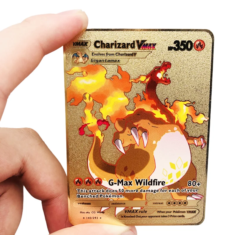 

Новые карты покемона, металлические карты, Charizard Vmax, карта коллекции Game Battle, детские игрушки Пикачу, рождественские подарки
