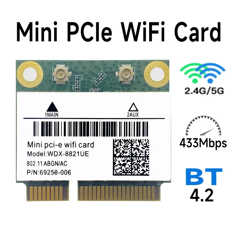 RTL8821CE 802.11AC Wi-Fi + BT 4 2 433 Мбит/с Bluetooth ГГц 5 Двухдиапазонная мини PCIe карта RTL8821 для DELL ACER