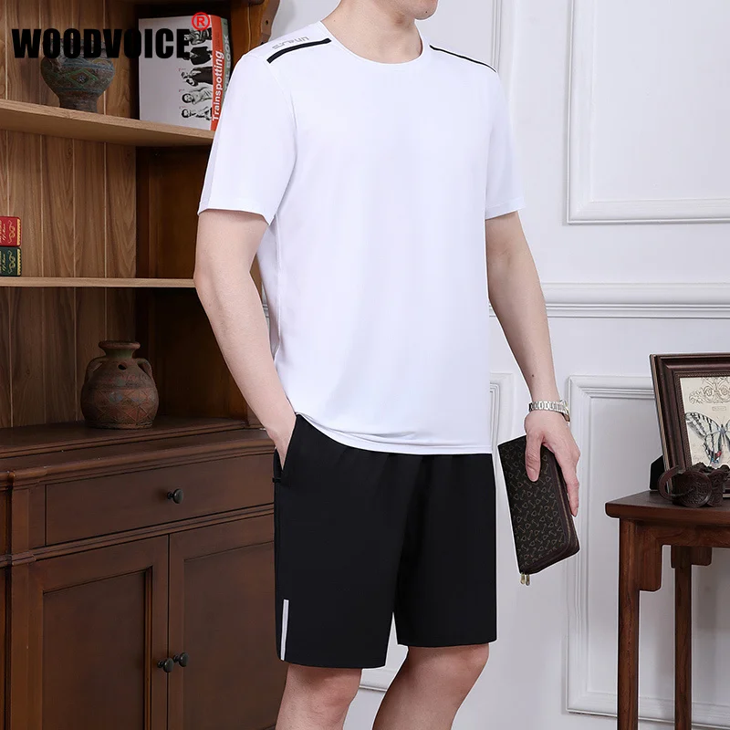 

Mens T-shirt + Shorts Men Summer Breathable Casual T shirt Running Set Fashion Harajuku Male Outdoor Sports Suits 2022 New