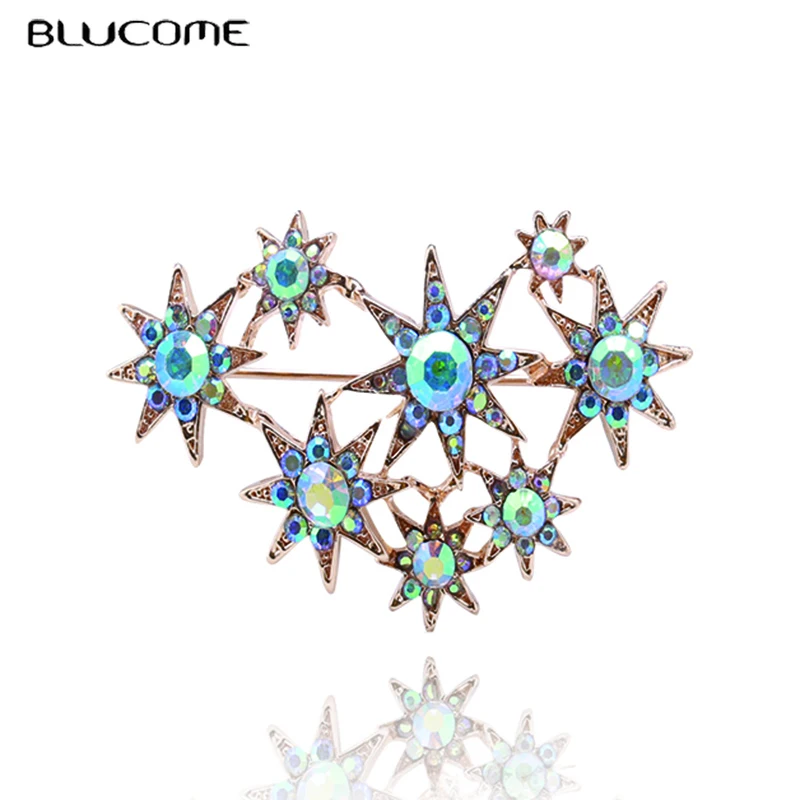 

Blucome Starry Sky Brooch Colorful Enamel Gold-color Women Brooches for Party Bag Ladies Pins Corsage Clips