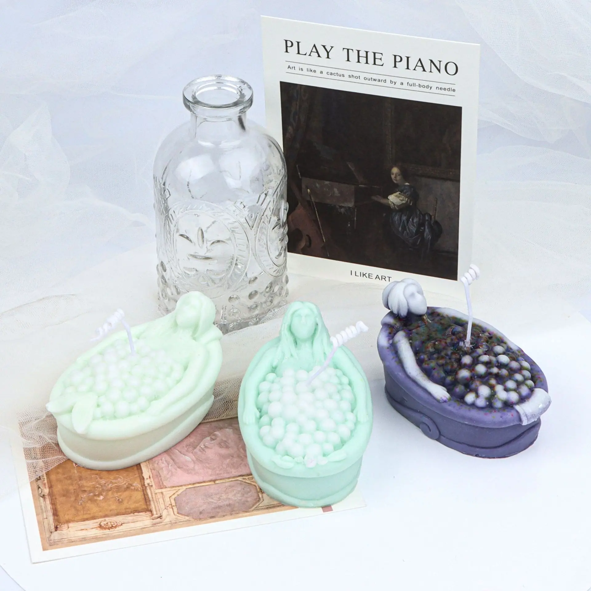 

Bathtub Mermaid Silicone Candle Mold for DIY Aromatherapy Candle Plaster Ornaments Soap Epoxy Resin Mould Handicrafts Making