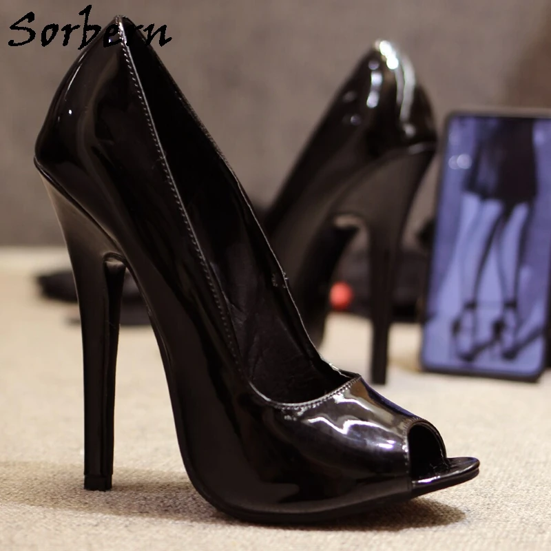 Туфли-лодочки женские на высоком каблуке 13-15 см без застежки с открытым носком |