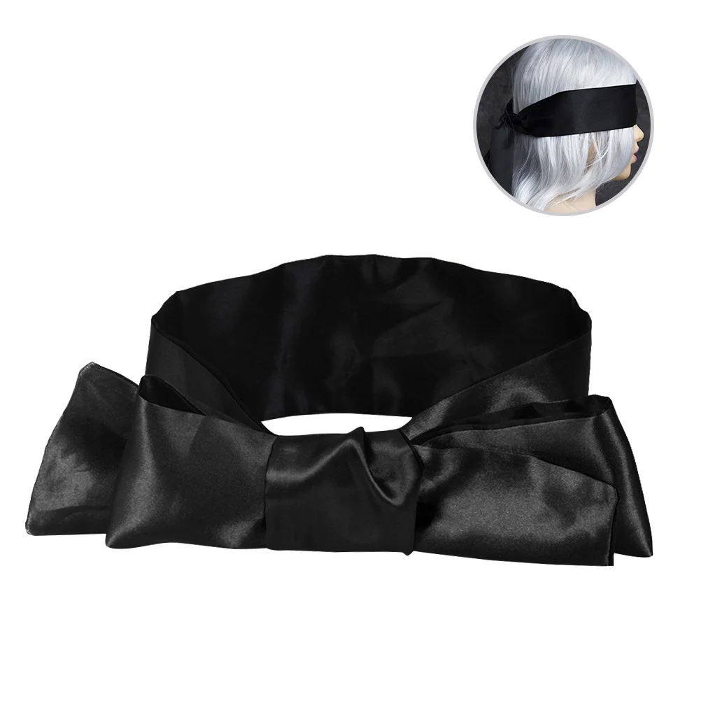 

2 Pcs Satin Eye Mask Blindfold Satin Blindfold Eye Mask Band Blinder Comfortable Stage Costume Props Decoration Masks (Black)
