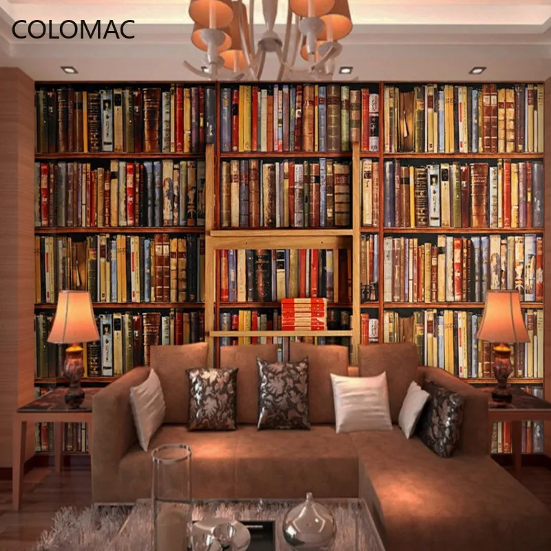 

Colomac Custom 3D Retro Nostalgic Book Wall Paper Living Room Study Bookstore Decoration Background Mural Dropshipping