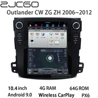 zjcgo car multimedia player stereo gps px6 radio navigation android 9 screen monitor for mitsubishi outlander cw zg zh 20062012