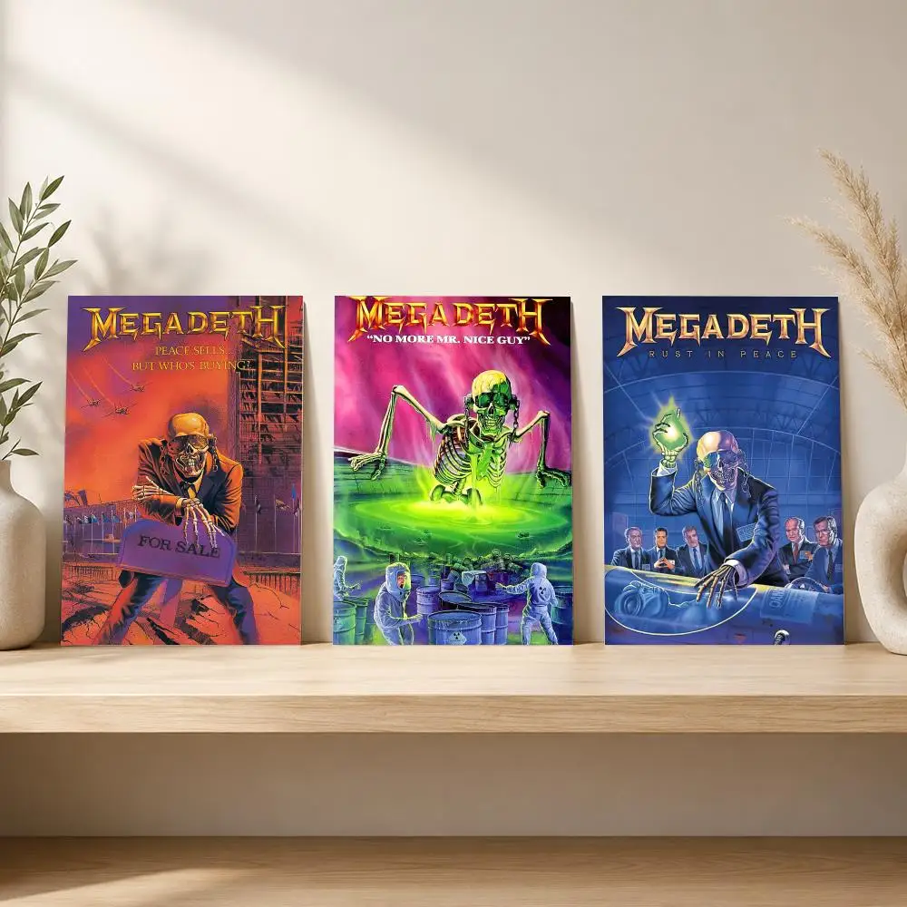 Фото Постеры-наклейки Band M-Megadeth, HD-печать, самоклеящиеся, современное искусство для спальни, гостиной, домашнего декора, настенные наклейки, подарок №2