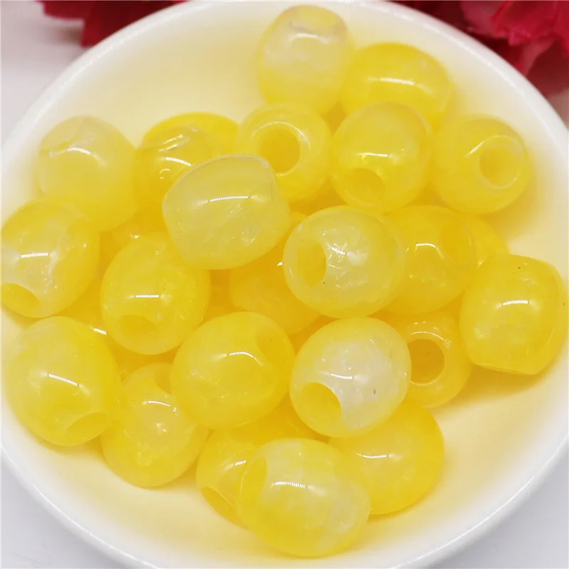 

10Pcs Lot Yellow Color Assorted Assorted European Beads Big Hole Spacer Beads for DIY Snake Chain Charm Bracelet Craft Making