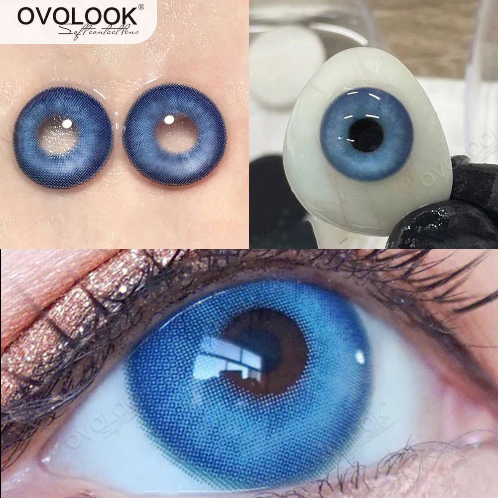 

OVOLOOK-1 Pair/2pcs Lenses 5 Blue Series Beauty Contact Lenses for Eyes Comestic Natual Pupil Eye Color Lens Myopia Yearly Use