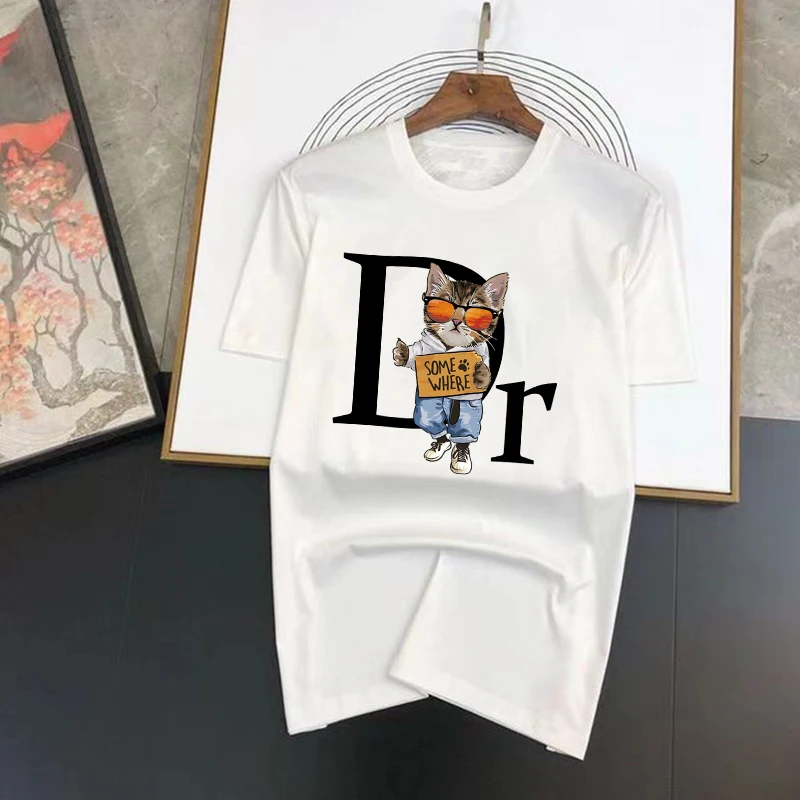 

2023 Summer Cotton Men's T-Shirt High Quality Man Shirt Vintage Brand Fashion Casual Streetwear Short Sleeve Men/Women Tee Tops