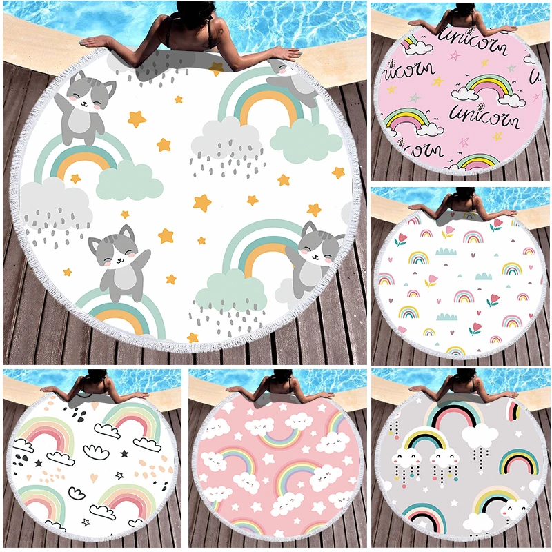 

Cartoon Rainbow Cloud Pattern Beach Towel Towel Bathroom Towel Sets Turkish Beach Towel Beach Towel Superfine Fiber Beach Towel