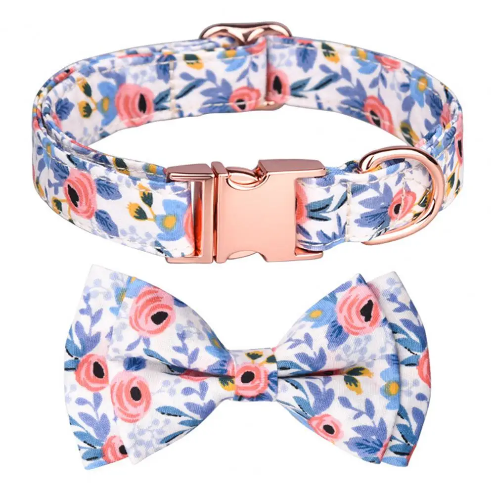 

1 Set Great Dog Necklace Skin-touching Cat Collar Tear-Resistant Cute Floral Print Cat Dog Collars Pet Jewelry Bite Resistant