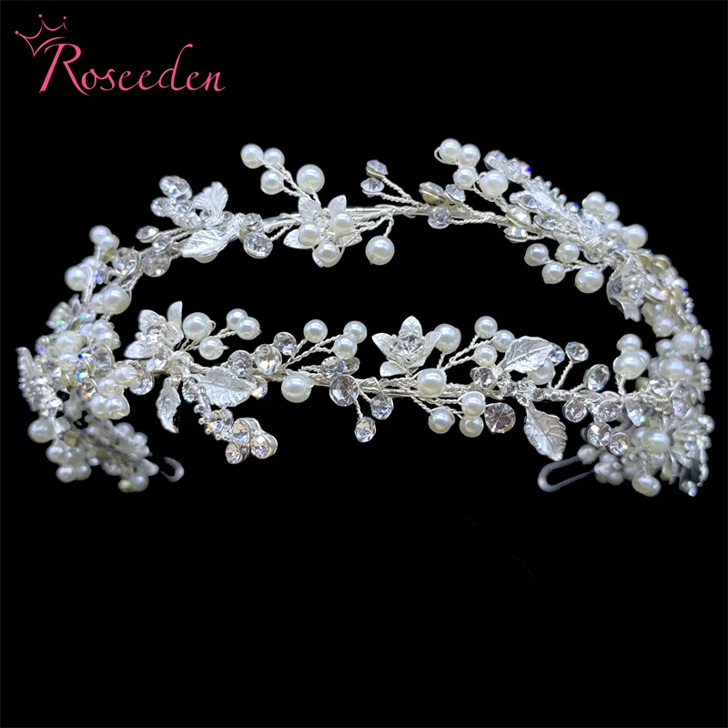 

Handmade Wedding Hair Jewelry Fashion Flower Crystal Bridal Headbands Silver Color Adjustable Bride Tiara RE4519