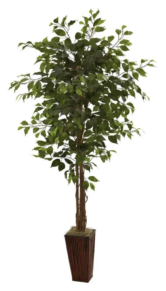 

Ficus Artificial Tree with Bamboo Planter, Green