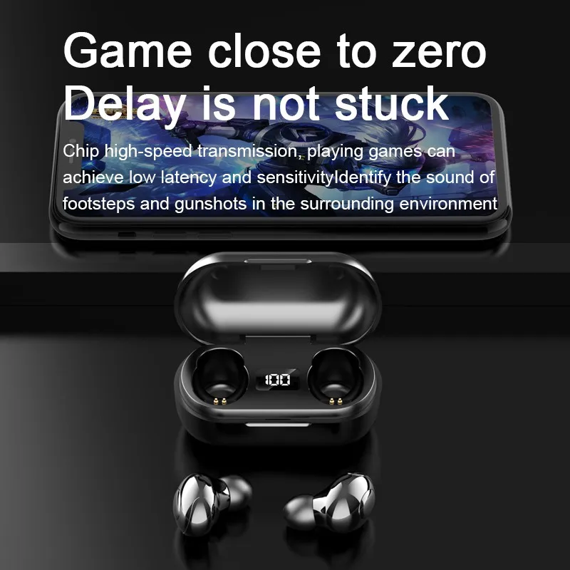 

T8 TWS Earphones Wireless Headphones Bluetooth-compatible Headset Mini Earbuds Sports Waterproof Touch LED Display Earpieces