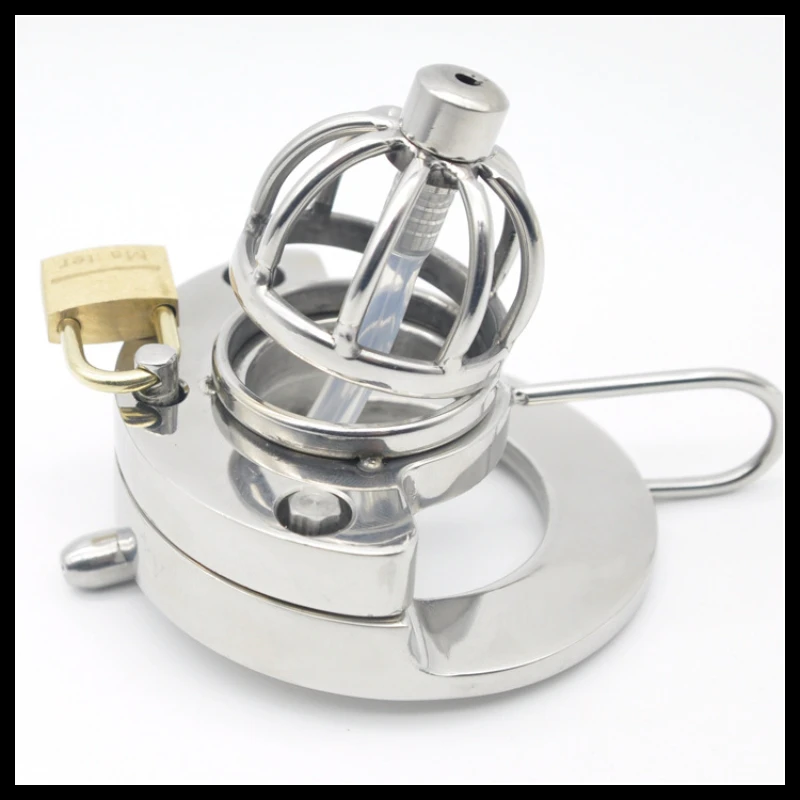 316 Stainless Steel Chastity Lock Male Chastity Cage With Silicone Catheter 3 Rings Open Penis Lock Sissy SM Sex Toys For Men 18