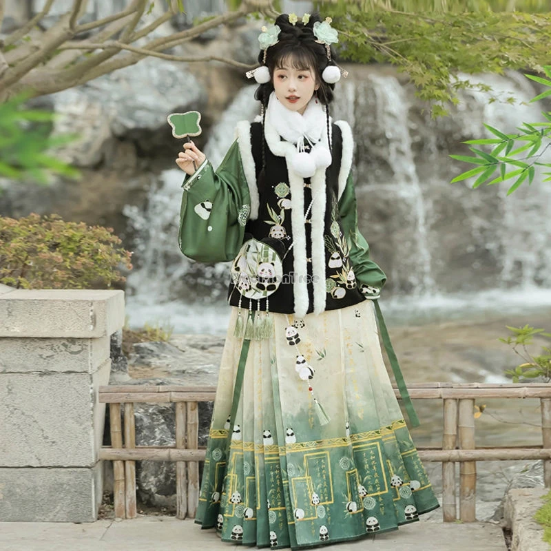 2024 китайский улучшенный династия Мин ханьфу жилет с квадратным воротником и