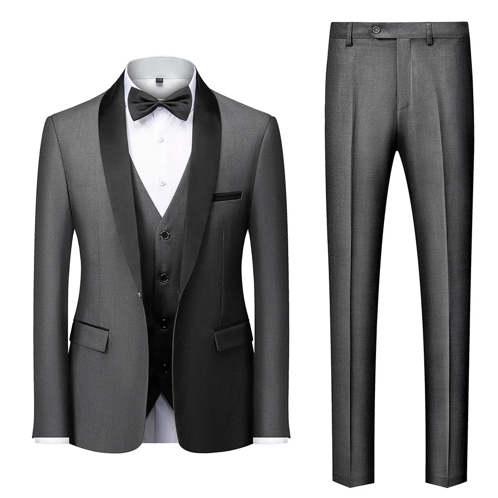 

Men's Suit Jacket Vest Pants Fashion Boutique Casual Business Male Groom Wedding Tuxedo Dress 3 Pieces Set Blazers Coat