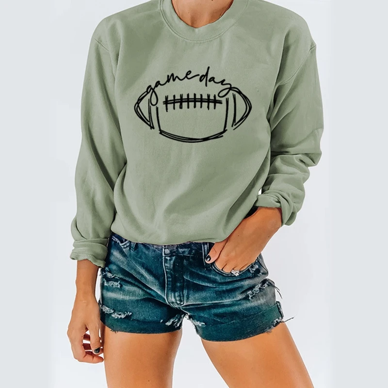 New autumn and winter women's rugby print women's plus size retro round neck long-sleeved sweater sweatshirt