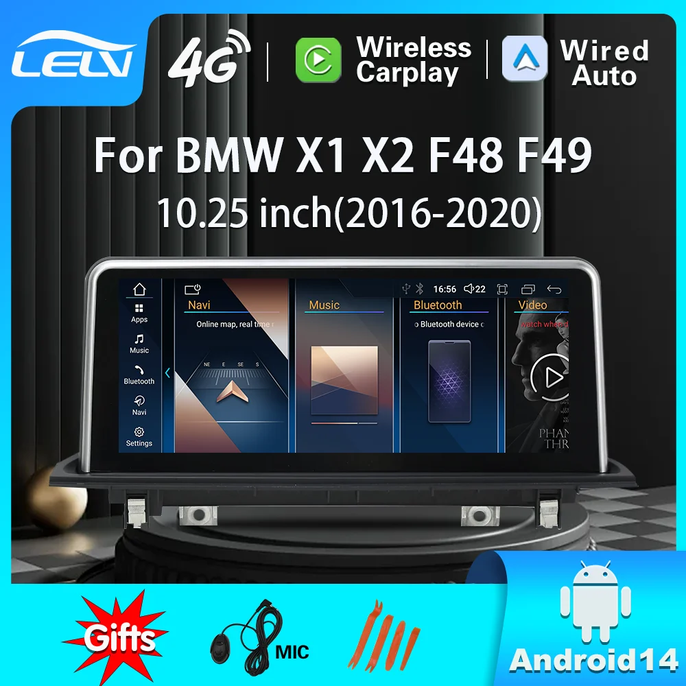 10 25-дюймовый новый Android 14 беспроводной CarPlay/Android Auto для BMW X1 F48 F49 автомобильная