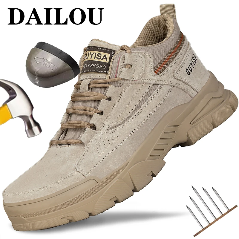 

Steel Toe Safety Shoes Men Work Construction Boots Men Lightweight Work Sneakers Shoes Man Anti-Puncture Work Safety Boots Male