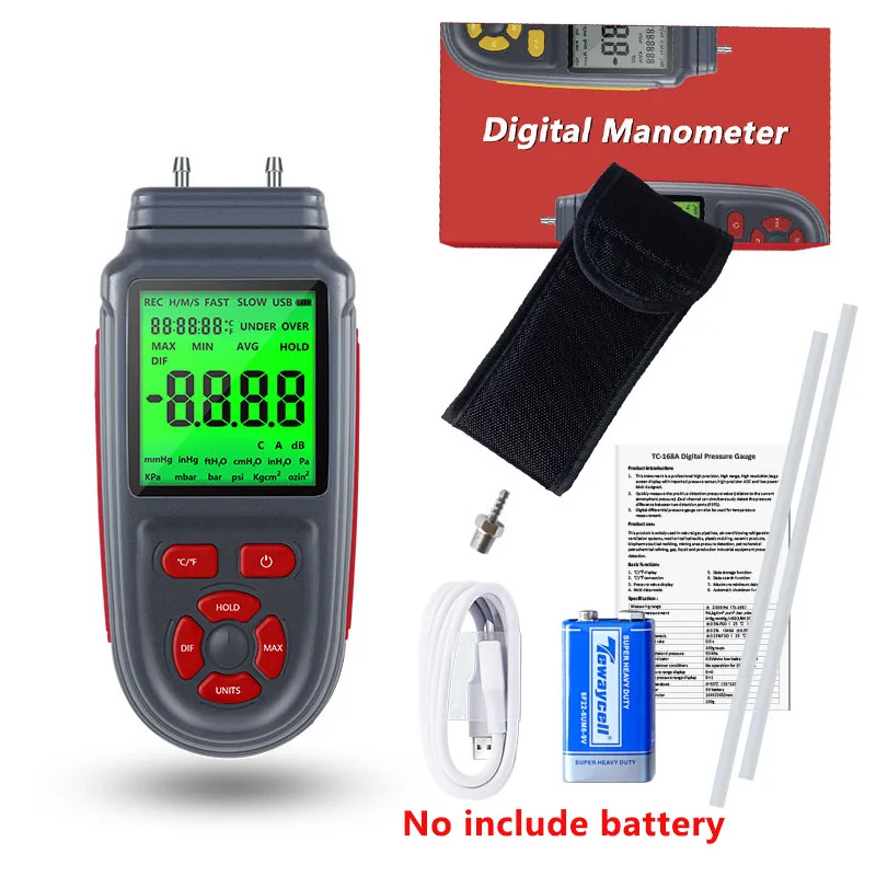 

Цифровой манометр Tc-168A U, калибрутор дифференциального давления воздуха