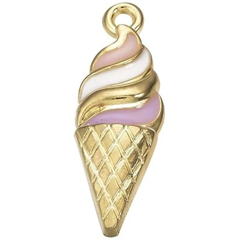 

About 100 Pieces Gold Plated Ice Cream Alloy Enamel Pendant Charms for Necklaces Bracelets Jewelry Making