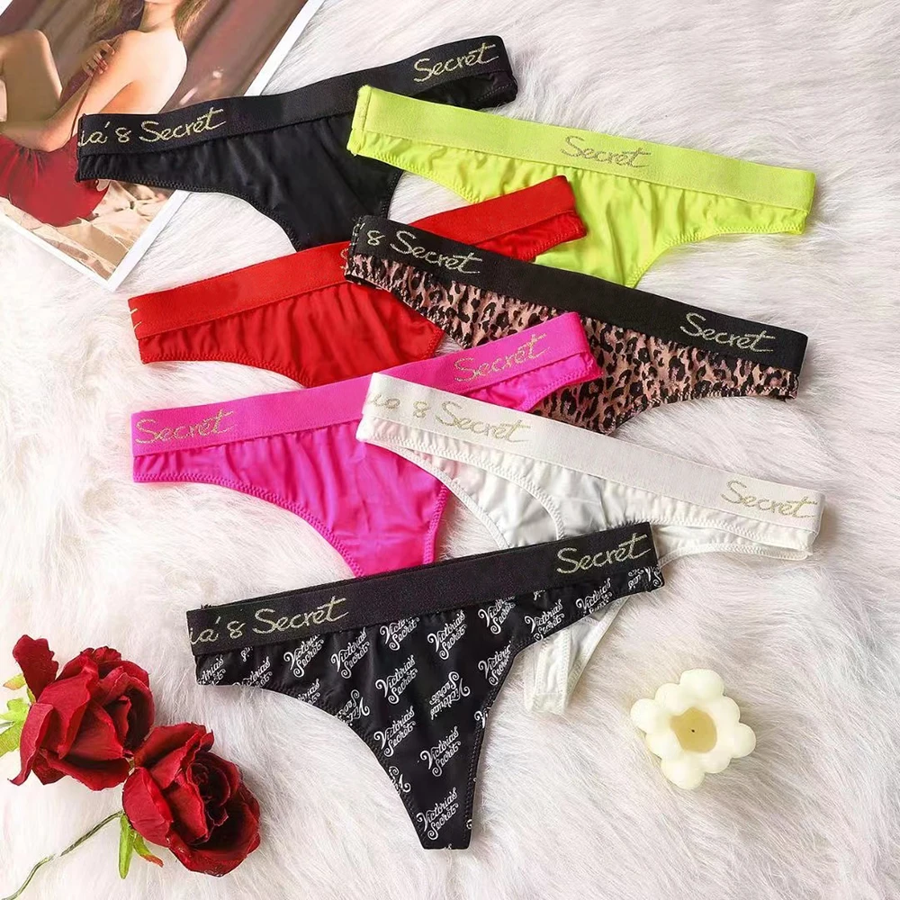 

T Back Sexy Thong Low Waist Seamless Panties Women G String Letter Print Underwear Comfort Breathable Underpant Fitness Lingerie