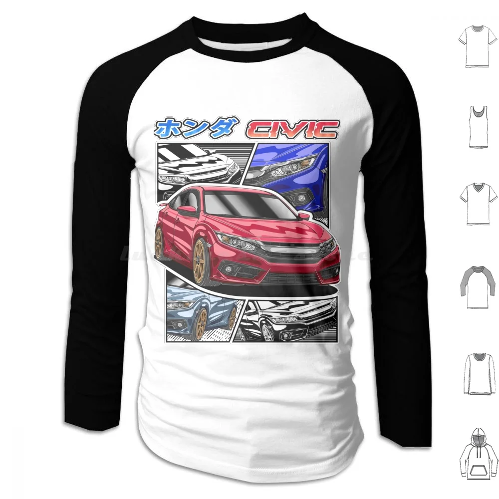 

Civic Street Racing Hoodies Long Sleeve Car Cars Vehicle Automobile Automotive Jdm Speed Fast Civic Nissan Civic Wrx