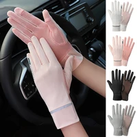 fashion women gloves summer ladies anti uv sunscreen ice silk thin gloves mesh breathable can be opened fingertip driving gloves