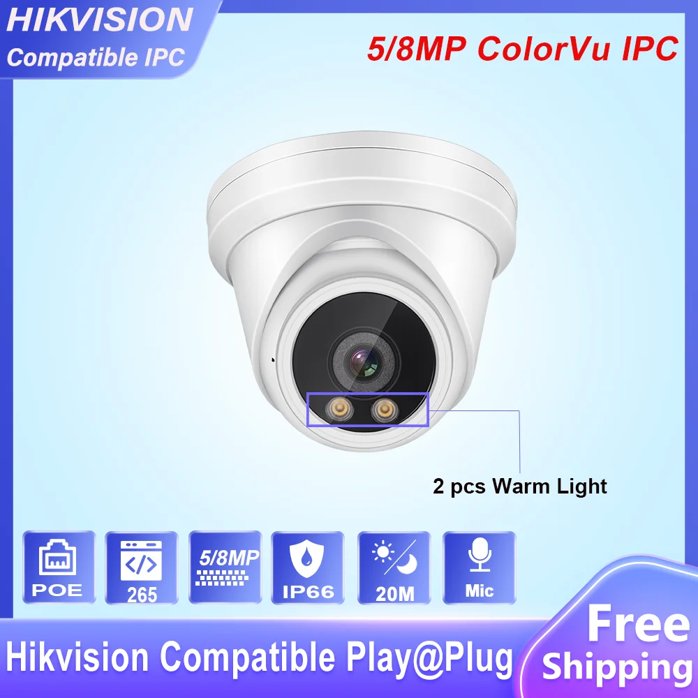 

Совместимая IP-камера Hikvision, 8 Мп, 5 Мп, встроенный микрофон