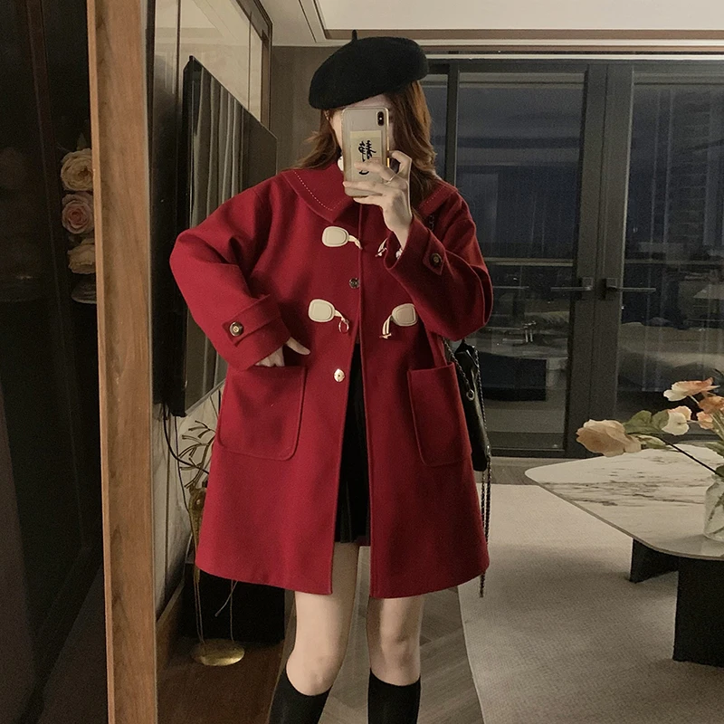 Mid-Length Thickened Woolen Jacket Women Autumn and Winter 2024 New Junior High School Student Loose Japan fashion JK ...